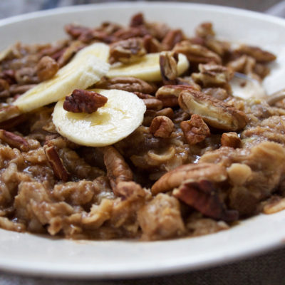 Banana Nut Oatmeal with pecans and cinnamon